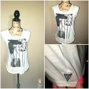 ❓ Guess T-shirt Cowgirl w/American Flag